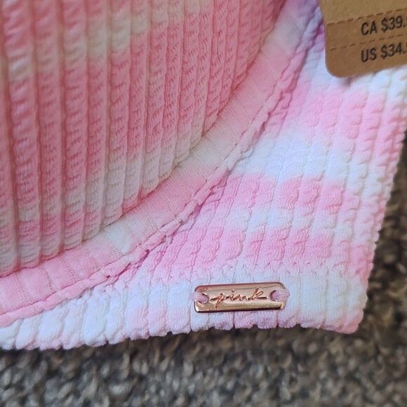 New With Tags Pink Victoria's Secret Size Large Crinkle Push-Up Bikini Top - Picture 9 of 12